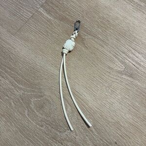 COS Ivory/White Bag Charm Clip Tassel Leather with Sculptural White Bead
